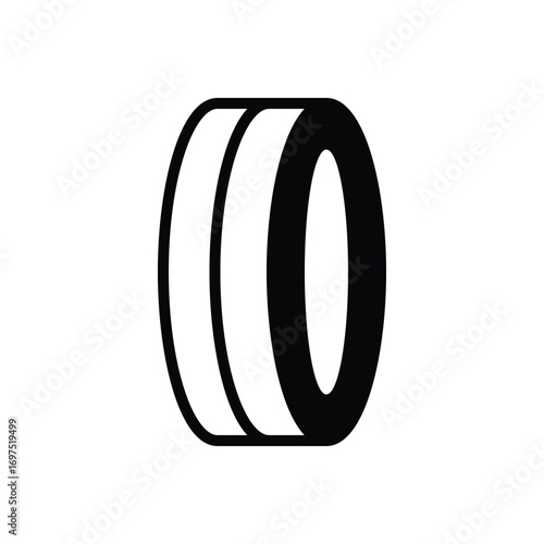 Black solid icon for car tyre