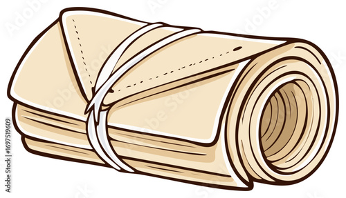 Rolled Up Document Tied with Cord Cartoon Style Paper Scroll Manuscripts Contracts
