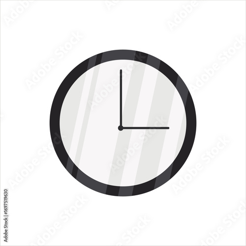 Black and White Clock Vector Flat Illustration
