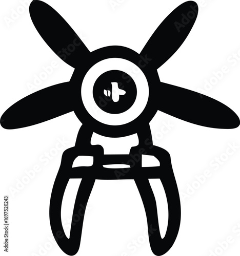 Futuristic drone icon propeller rotor craft design symbol aerial surveillance device element