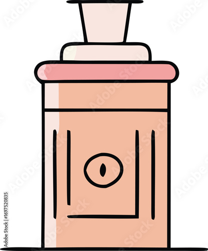 Simple drawing of a jar with a lid and a label indicating a candle inside clean simple design element