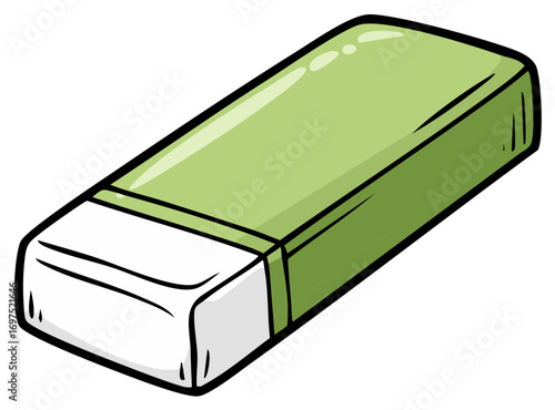 Green Rubber Eraser for School and Office Supplies Cartoon Illustration