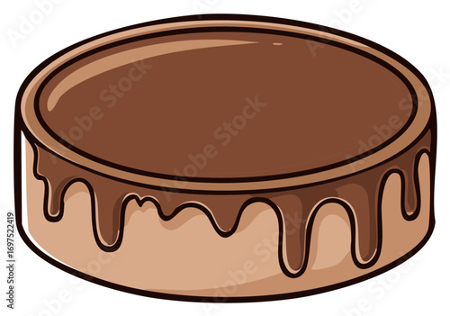 A Delicious Round Cake with Dripping Chocolate Frosting Appetizing and Delightful