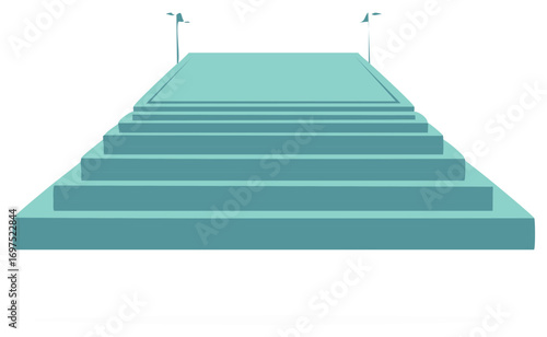 Ascending staircase with lighting elements leading to a flat platform, clean design