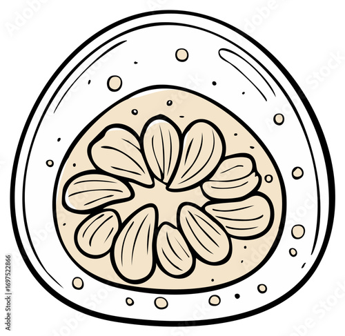 Cartoon illustration of a slice of citrus fruit with segmented sections