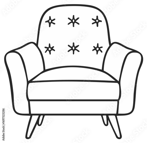 Vector illustration of a cozy armchair with a star pattern design for interior decoration