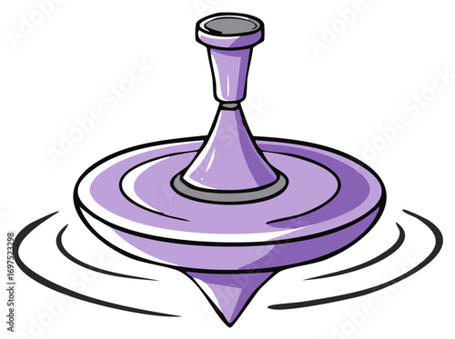 Cartoon illustration of a spinning top toy, with motion lines