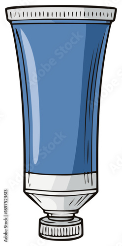 Blue tube container for cosmetics, pharmaceuticals, toiletries or adhesive products