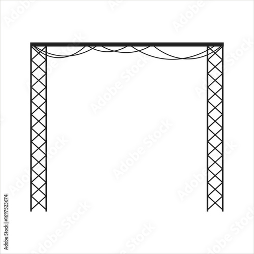 Tower Stage Truss Fly Rigging Vector Flat Illustration