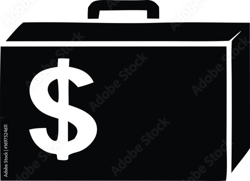 Business briefcase with dollar sign icon representing finance investment wealth and financial security