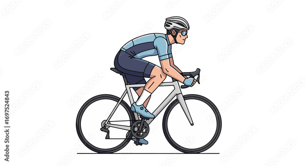 Obraz premium Male Cyclist Riding a Road Bike - Sport Illustration