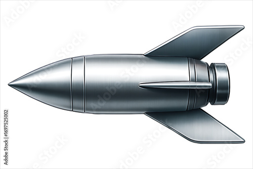 rocket isolated on white,
Sleek Horizontal Silver Rocket 3D Render