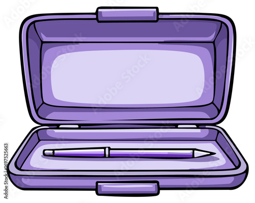 Opened light purple pen case holds elegant writing pen for creative expression