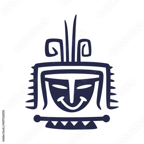Maya Civilization Symbols and Primitive Traditional Sign Vector Illustration