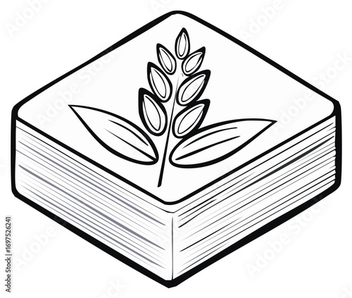Vintage Diamond Book with Wheat Design, Education and Knowledge Concept Vector Illustration