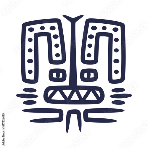 Maya Civilization Symbols and Primitive Traditional Sign Vector Illustration