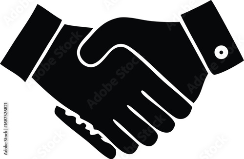 Silhouette of two hands shaking in a gesture of agreement partnership and successful business deal handshake icon representing trust collaboration and unity