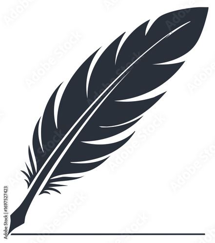 Writing Concept With Feather Pen Single Vector Illustration