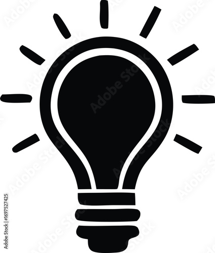 Bright idea symbol a classic light bulb silhouette symbolizing innovation creativity and new concepts in a bold iconographic style