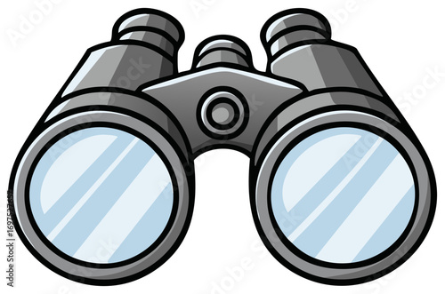 Cartoon Binoculars Looking at the World with Clear Lens for Scouting or Hunting