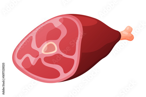 Beef Ham as Meat Product and Food Item from Butchery Shop Vector Illustration