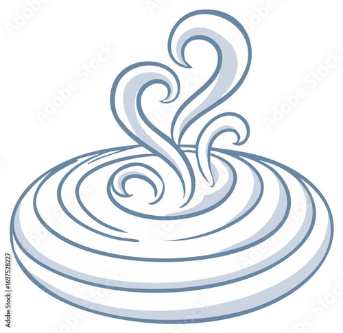 Stylized Bubbling Spa Water with Rising Steam Illustration
