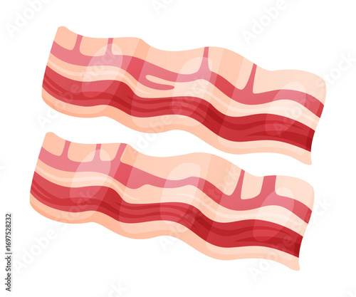 Lard and Bacon Strip as Meat Product and Food Item from Butchery Shop Vector Illustration