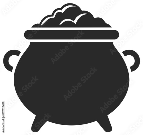 Black cauldron icon brimming with mysterious contents a mystical cooking pot vector illustration