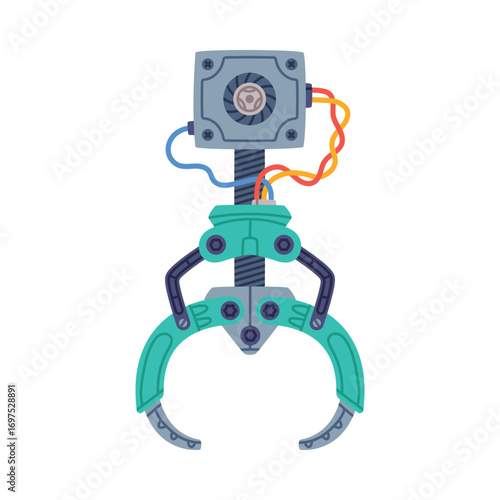 Mechanical Grip and Grabbing Machine Robotic Tool Vector Illustration