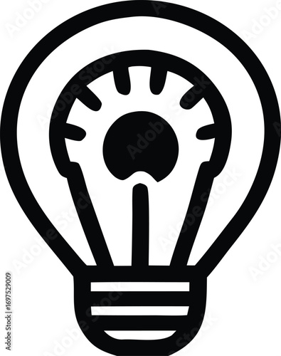 Abstract light bulb icon symbolizing innovation creativity and new ideas with a gear inside representing engineering and mechanism