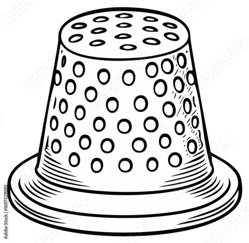 Detailed illustration of a thimble with dotted design.
