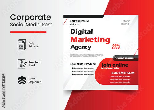 Digital Marketing Agency Square Post: A modern social media post design with a strong emphasis on typography and a clean, uncluttered layout, suitable for a marketing agency, and digital promotions.