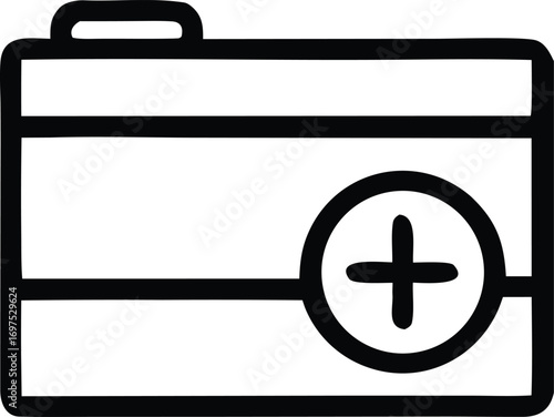 Minimalist folder icon with plus symbol for adding new files or documents concept