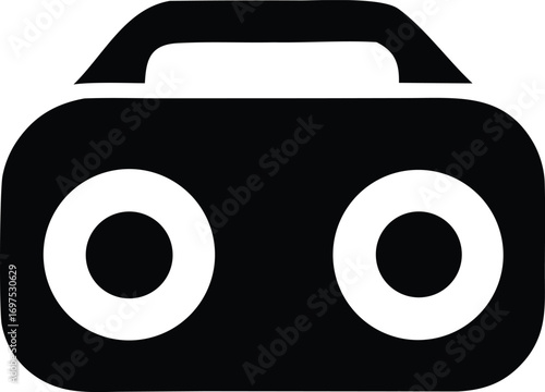 Retro boombox icon minimalist design iconic portable music player for vintage audio lovers and retro enthusiasts