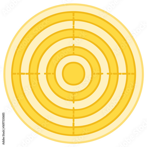 Yellow monochromatic target with crosshairs symbol of goal achievement and business strategy