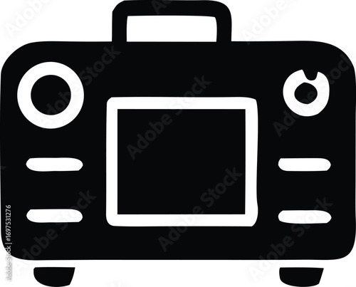 Retro portable media player icon with screen and controls for music and entertainment