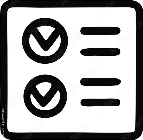 Hand-drawn checklist icons with checkmarks and list items offering a simple visual representation of tasks and completion status for organizational purposes.