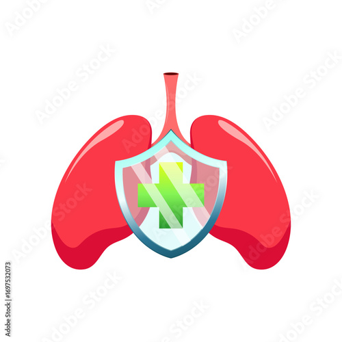 Healthy Lungs Protection Medical Concept Vector Illustration