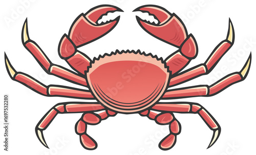 Illustration of a stylized red crab with claws and legs