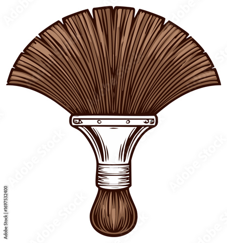 Traditional Style Vector Illustration of a Handcrafted Wooden Brush