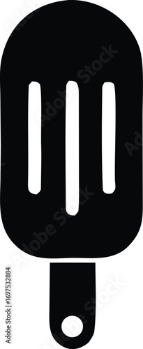 Simple black outline icon representing a kitchen spatula or flipper used for cooking and serving food items like pancakes or burgers on a clean background