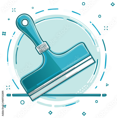 Blue Scraper Tool Icon Flat Design Construction and Renovation Concept