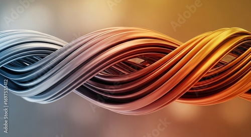 Dynamic Abstract Flow With Vibrant Blue and Golden Colors Interplay