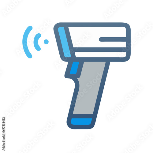 Digital illustration of a non contact thermometer with signal