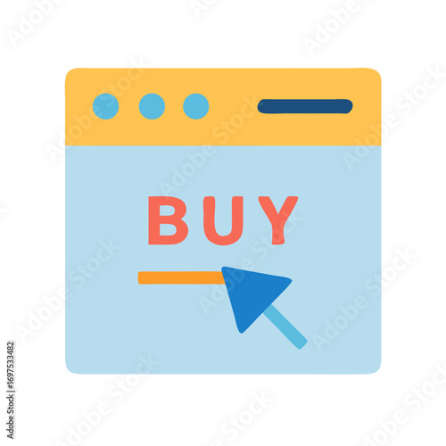 Buy Now Button with Cursor in Light Blue Screen
