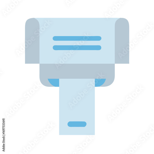 Minimalist light blue document printer flat vector illustration