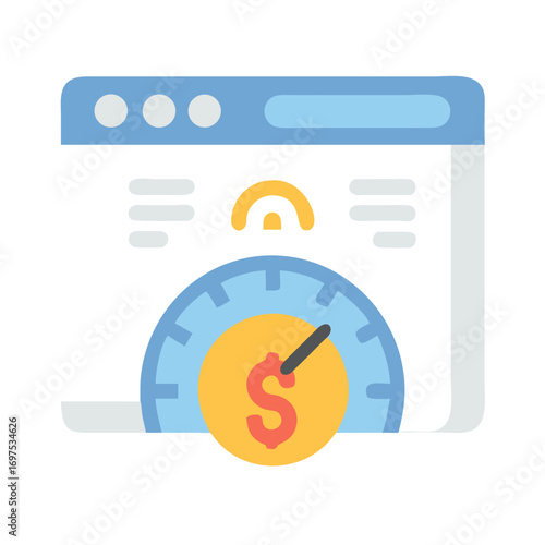 Website displaying monetary rate showing a speedometer dollar sign