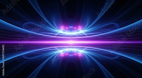 Dynamic Fractal Design With Vibrant Blue and Purple Energy Streams