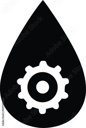 Abstract concept of industrial lubrication and engineering combining fluid drop and gear mechanics for technical solutions