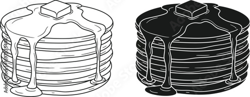 Delicious stack of pancakes with melting butter and syrup, a classic breakfast treat